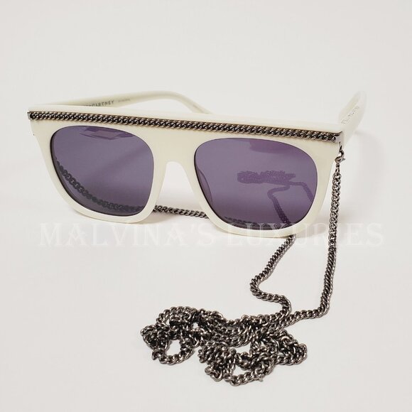 STELLA MCCARTNEY SUNGLASSES SC00435 OVERSIZED WHITE FALABELLA SILVER CHAIN main image 13